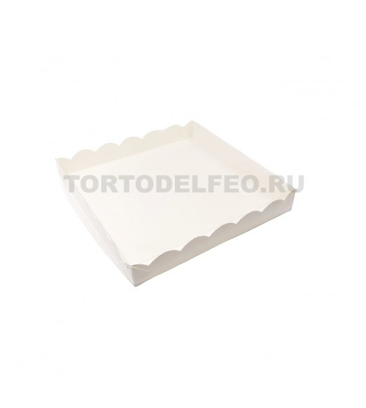 Коробочка белая с прозрачной крышкой 25*25*3,5см для пряников и печенья
