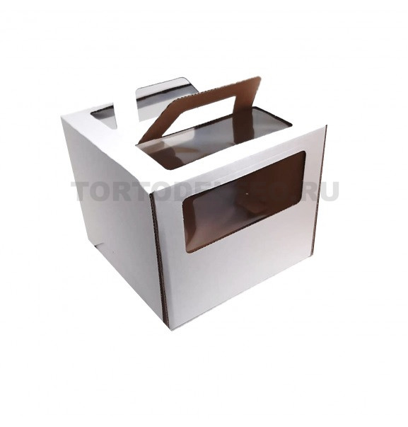 Коробка 24*24*20см с ручками окном Белая
