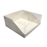 Коробочка 24*24*3см белая с прозрачной крышкой