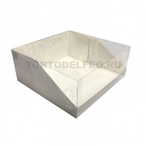 Коробочка 24*24*3см белая с прозрачной крышкой