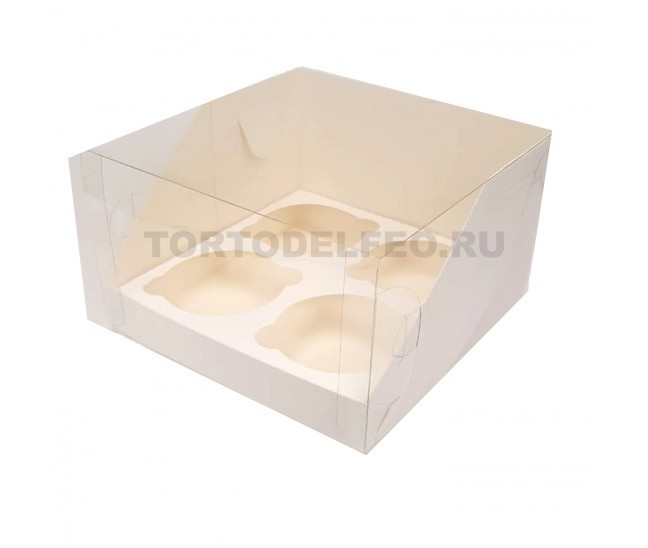Коробка под капкейки 4шт с пластиковой крышкой