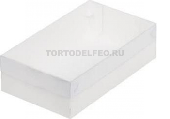 Коробочка с пластиковой крышкой белая 25*15*7см