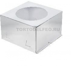 Коробка картон для торта серебро 30*30*19см